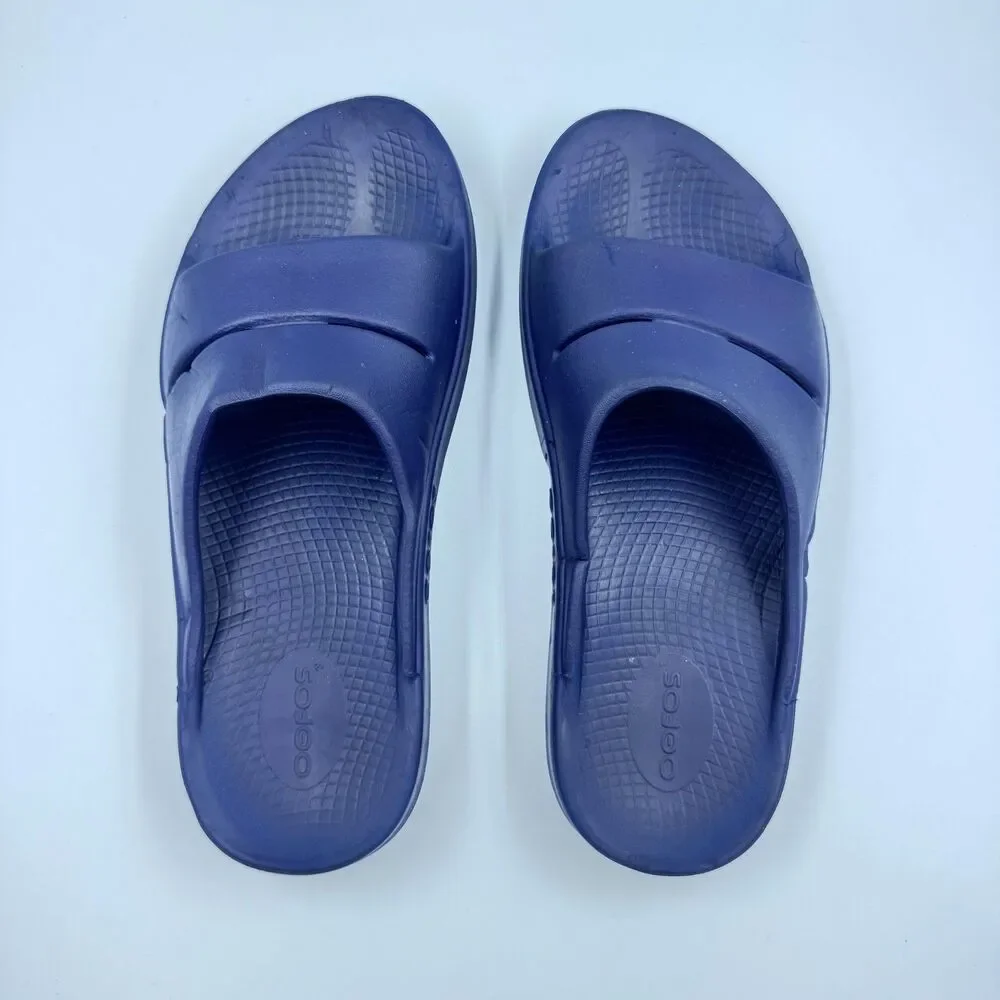 OOFOS Unisex M7 W9 Blue OOahh Recovery Slide Sandal Soft Cushion Comfort